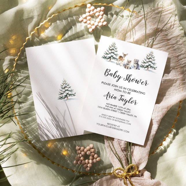 Winter Woodland Animals Baby Shower  Invitation (Creator Uploaded)