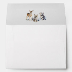 Winter Woodland Animals Baby Shower Invitation Envelope