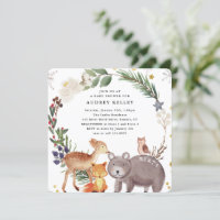 Winter Woodland Animals Baby Shower Square