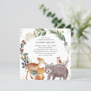Winter Woodland Animals Baby Shower Square Invitation