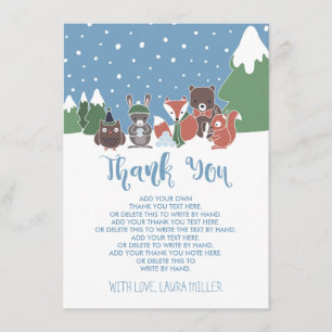 Winter Woodland Animals Baby Shower Thank You Card