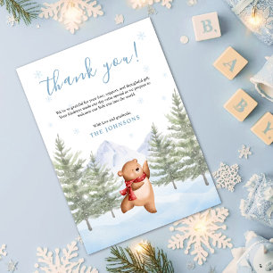 Winter Woodland Animals Baby Shower  Thank You Card