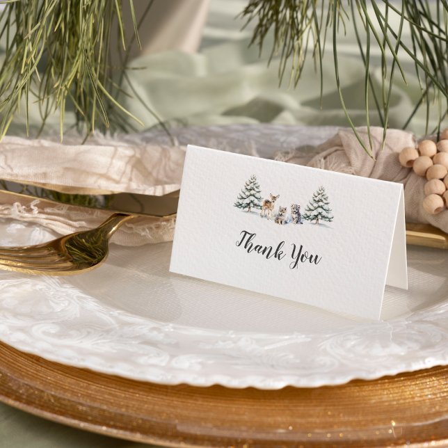 Winter Woodland Animals Baby Shower Thank You Card (Creator Uploaded)