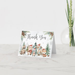 Winter Woodland Animals Baby Shower Thank You Card