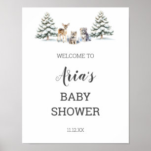 Winter Woodland Animals Baby Shower Welcome Sign
