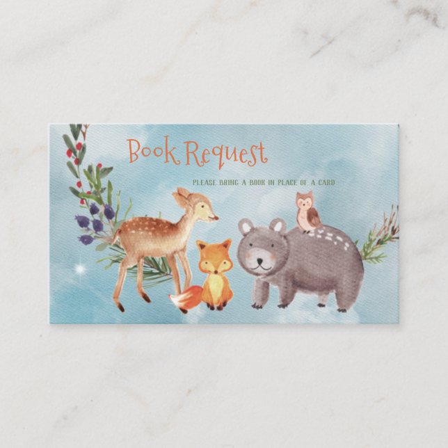 Winter Woodland Animals Berries Pine Cotton Games Enclosure Card (Front)