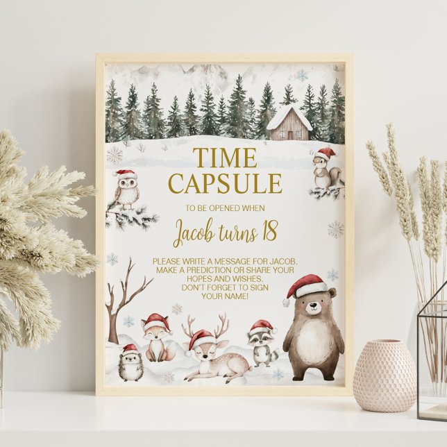 Winter Woodland Animals Birthday Time Capsule Sign (Creator Uploaded)