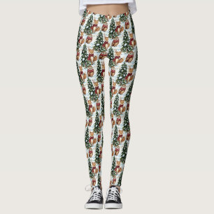 Winter Woodland Animals Christmas Pattern Leggings