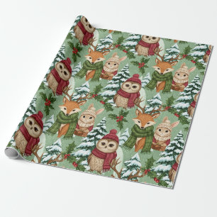 Winter Woodland Animals Christmas Pattern Wrapping Paper