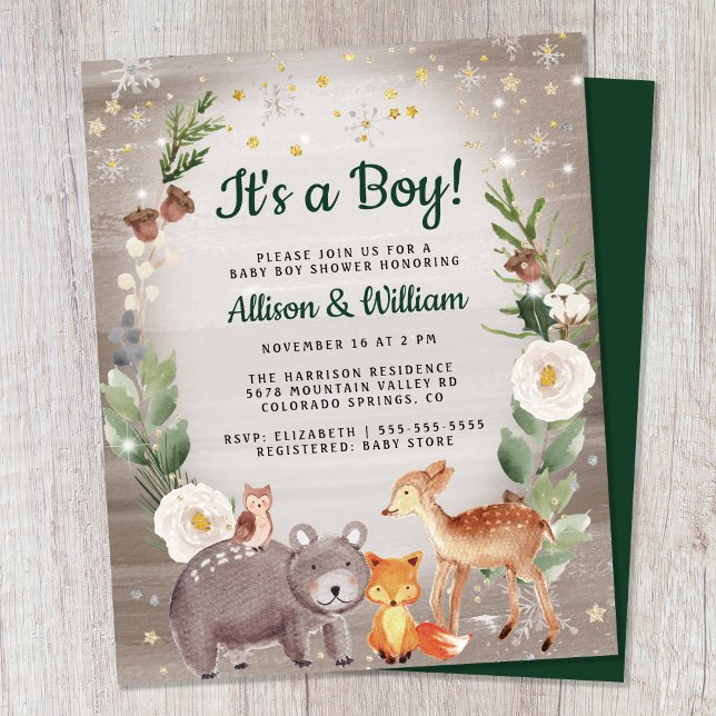 Winter Woodland Animals Couples Baby Shower Invite (Creator Uploaded)