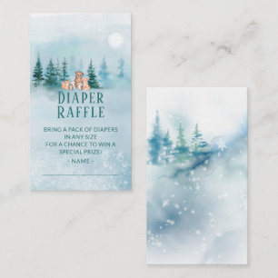 Winter Woodland Animals Diaper Raffle Card