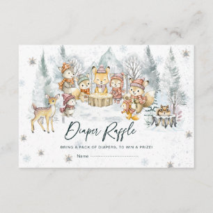 Winter Woodland Animals Diaper Raffle Card