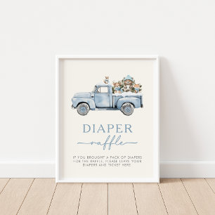 Winter Woodland Animals Diaper Raffle Sign