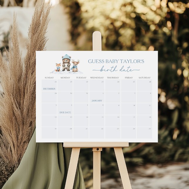 Winter Woodland Animals Due Date Calendar Game Poster (Creator Uploaded)