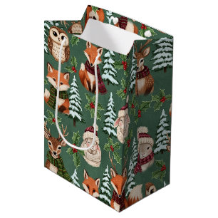 Winter Woodland Animals Festive Charm Medium Gift Bag