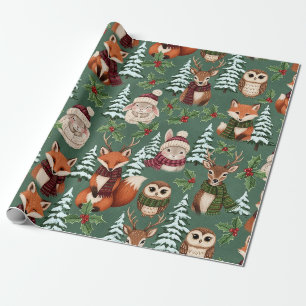 Winter Woodland Animals Festive Charm Wrapping Paper