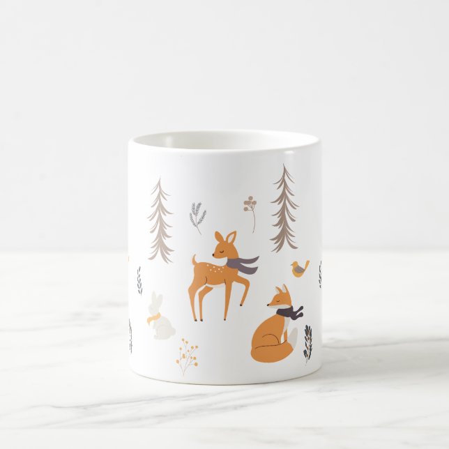Winter Woodland Animals Folk Art Christmas Coffee Mug (Center)