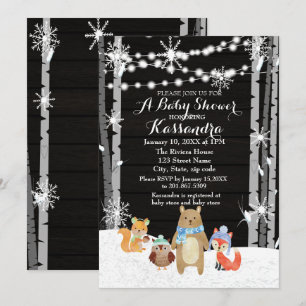 Winter Woodland Animals Forest Baby Shower Card