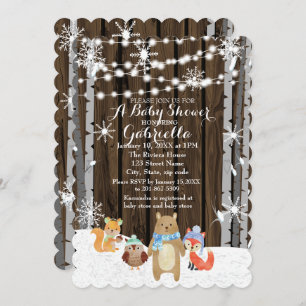 Winter Woodland Animals Forest Baby Shower Card