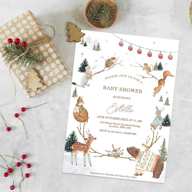 Winter Woodland Animals Forest Baby Shower Invitation (Creator Uploaded)