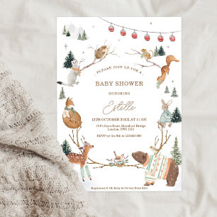 Winter Woodland Animals Forest Baby Shower Invitation
