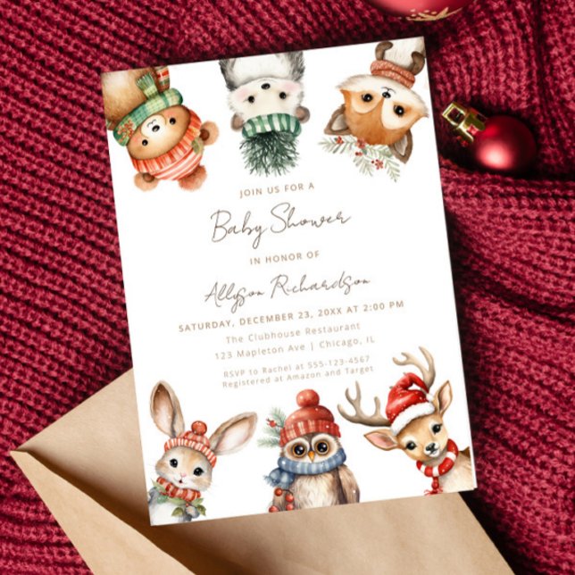 Winter Woodland animals gender neutral baby shower Invitation (Creator Uploaded)