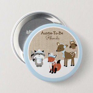 Winter Woodland Animals Name Tag Button