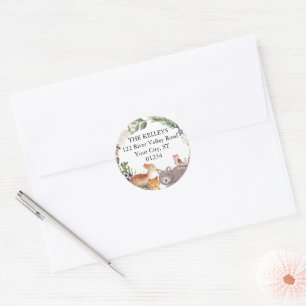 Winter Woodland Animals  Return Address Classic Round Sticker