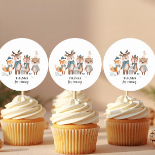 Winter Woodland Animals Thank You Classic Round Sticker