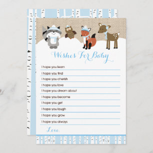 Winter Woodland Animals Wishes for Baby (Blue) Invitation