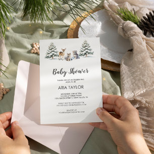 Winter Woodland Baby Animals Baby Shower Invitation