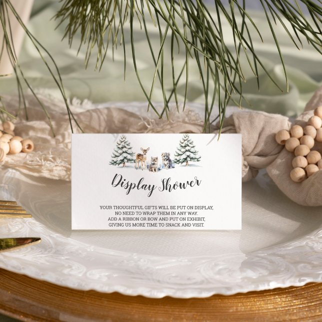 Winter Woodland Baby Animals|White Display Shower Enclosure Card (Creator Uploaded)