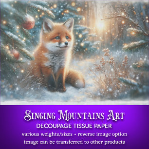 Winter Woodland Baby Fox Craft Decoupage Tissue Paper