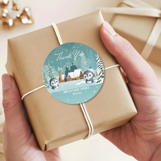  Winter Woodland Baby its cold outside baby shower Classic Round Sticker (Creator Uploaded)