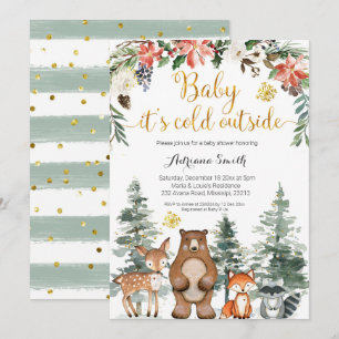 Winter woodland baby its cold outside baby shower invitation
