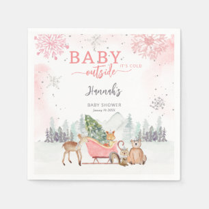 Winter Woodland Baby It's Cold Outside Baby Shower Napkin