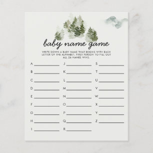 Winter Woodland Baby Name Shower Game
