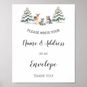 Winter Woodland Baby Shower Address An Envelope  Poster