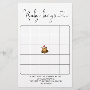 Winter Woodland Baby Shower Bingo Game