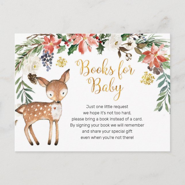 Winter Woodland Baby Shower Books for Baby Card (Front)