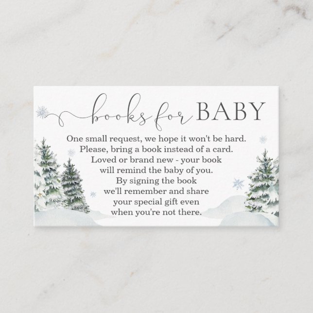 Winter Woodland Baby Shower Books for Baby Card (Front)