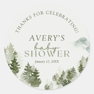 Winter Woodland Baby Shower Classic Round Sticker
