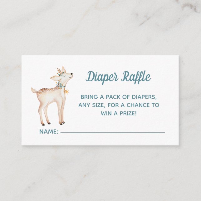 Winter Woodland Baby Shower Diaper Raffle Card (Front)