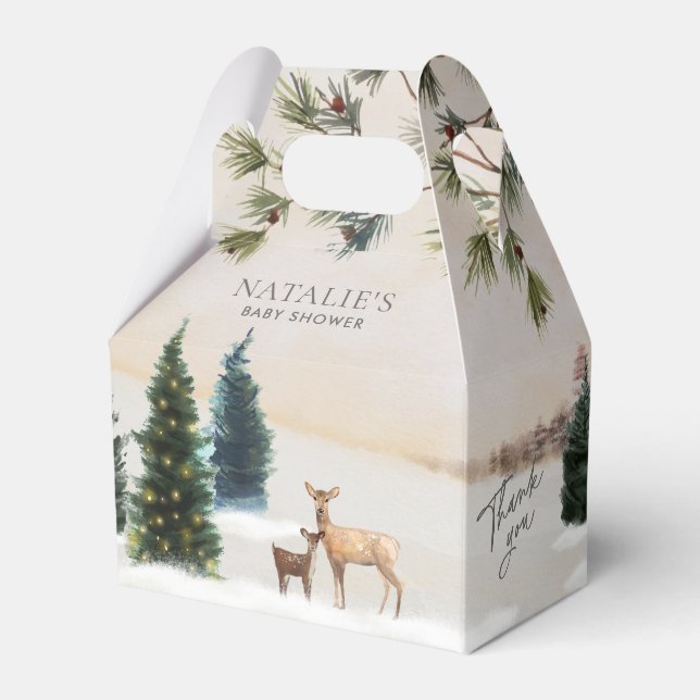 Winter Woodland Baby Shower Favour Box (Front Side)