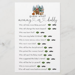 Winter Woodland Baby Shower Guess Who Game