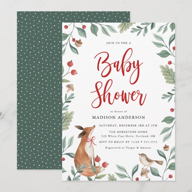 Winter Woodland | Baby Shower Invitation (Front/Back)