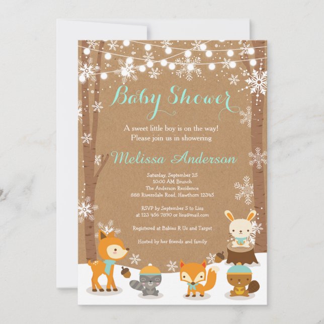 Winter Woodland Baby Shower Invitation (Front)