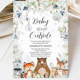 Winter Woodland Baby Shower Invitation