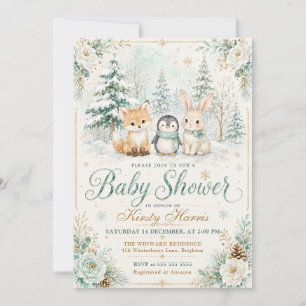 Winter Woodland Baby Shower Invitation