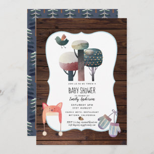 Winter Woodland Baby Shower Invitation Rustic